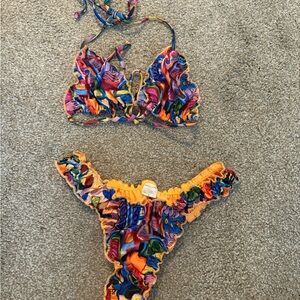 Strawberry Milk Mob Ruffled Bikini Set